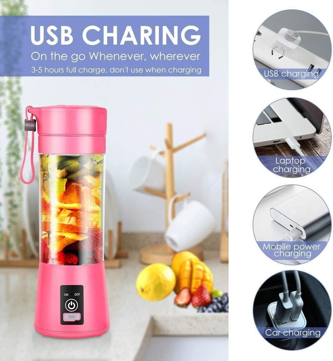 Portable Electric 6 Blade Blender USB Rechargeable Juicer Bottle
