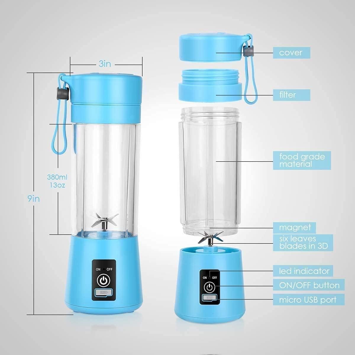Portable Electric 6 Blade Blender USB Rechargeable Juicer Bottle